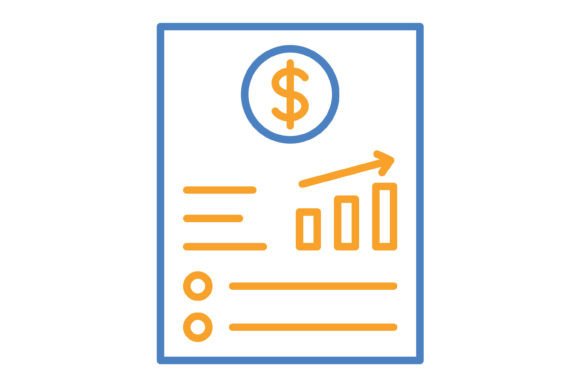 Document Blue Orange Line Icon: An Evaluation for Digital and Print Projects