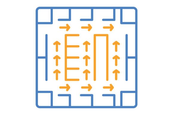 Evacuation Plan Blue Orange Line Icon: A Versatile Design Asset