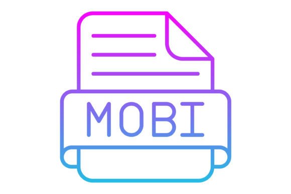Mobi File Line Gradient Icon: Versatile Design Assets