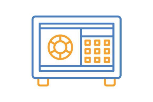Safebox Blue Orange Line Icon: Versatile Design for Modern Projects