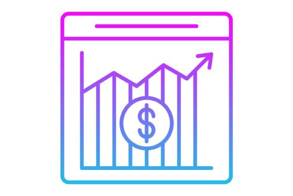 Stock Exchange App Line Gradient Icon: Visual Finance