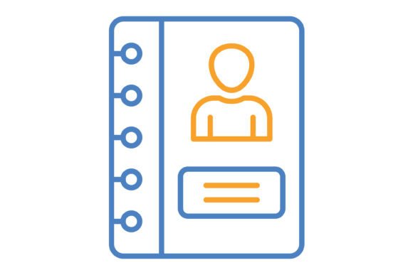 Streamline Your Digital Identity with the Address Book Blue Orange Line Icon